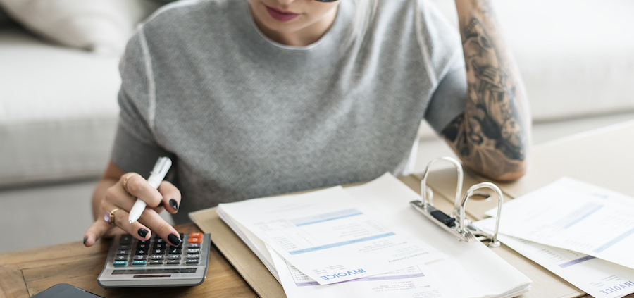 Woman working on Accounts Receivable